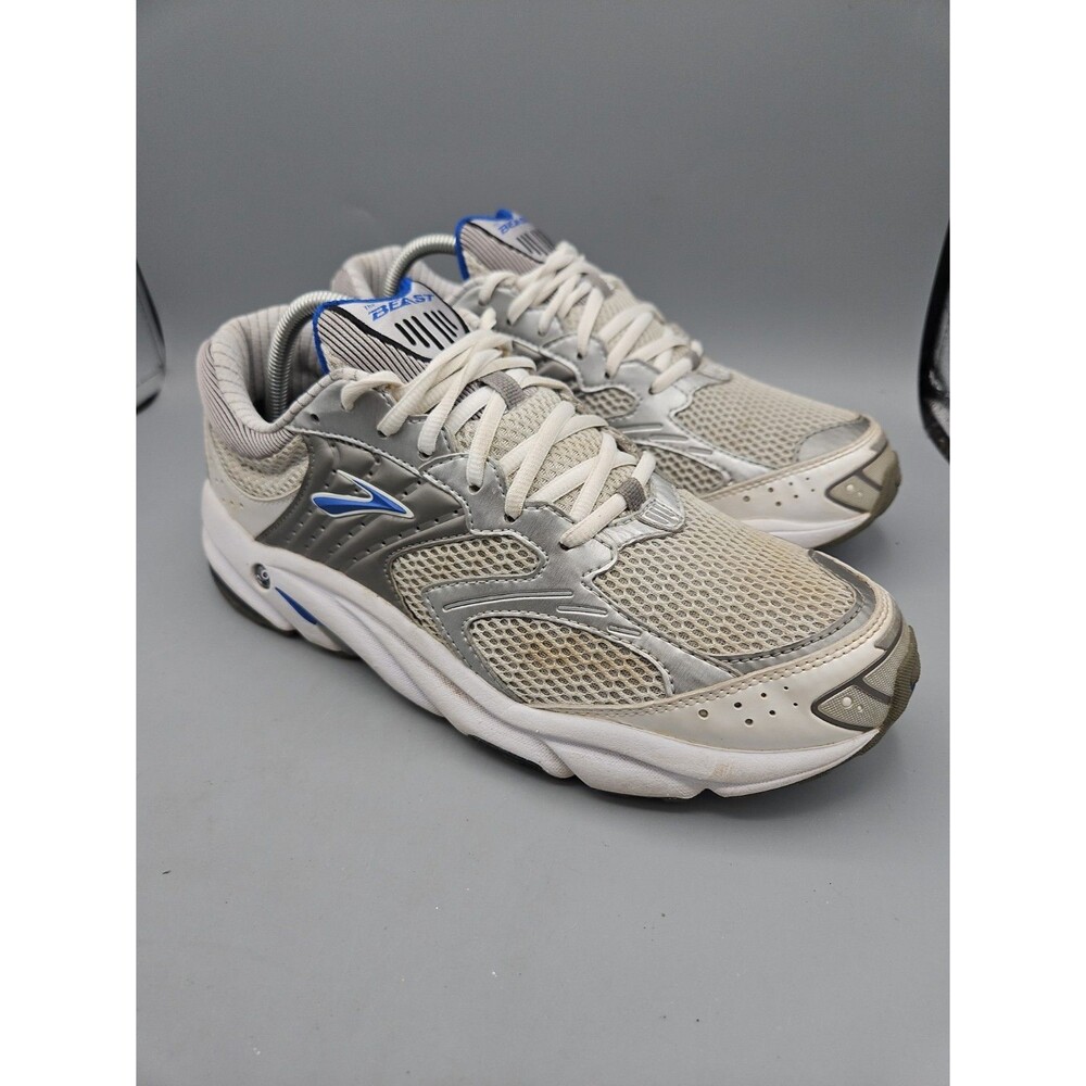 Brooks Beast Men’s Running Shoes White Gray Blue Size 10.5 Mens